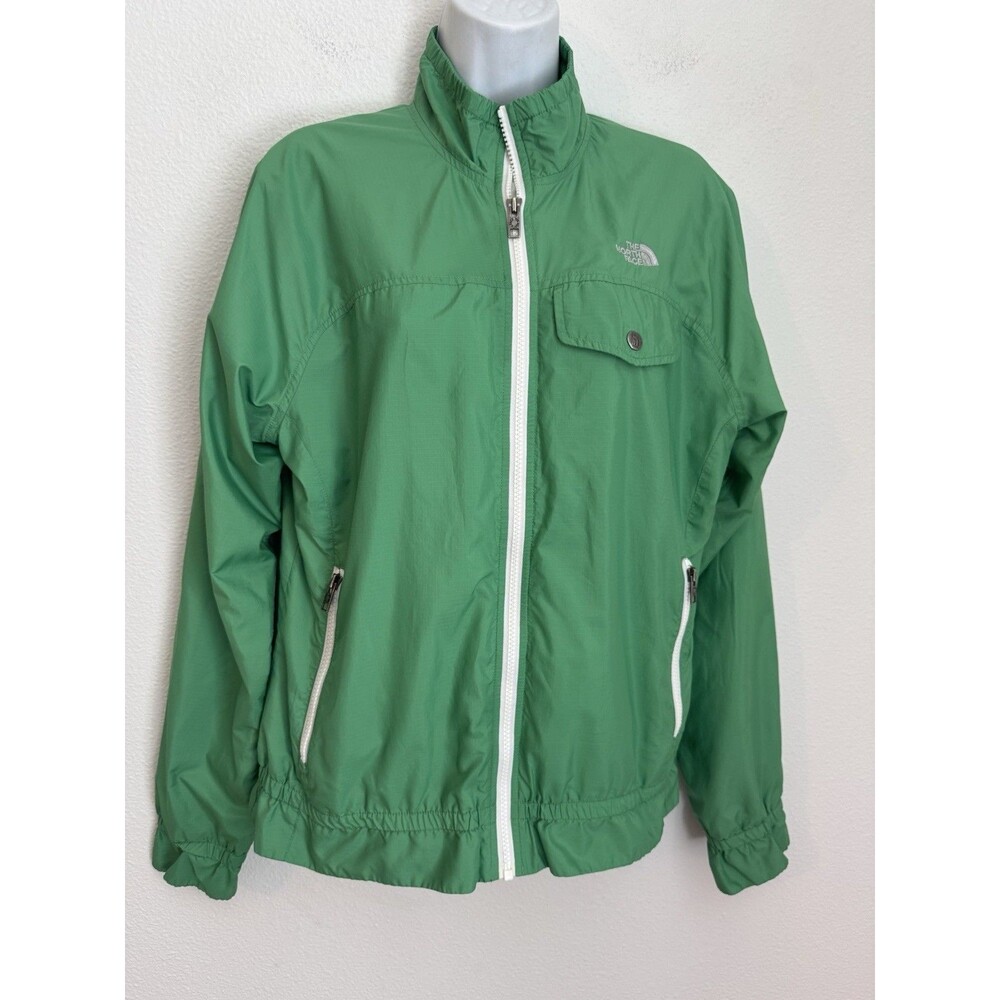 The North Face Jacket Womens L Green Windbreaker Full Zip Hiking Gorpcore EUC